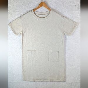 33-Elle Grey Cream T-Shirt Dress‎ with Pockets Oversize And Soft!